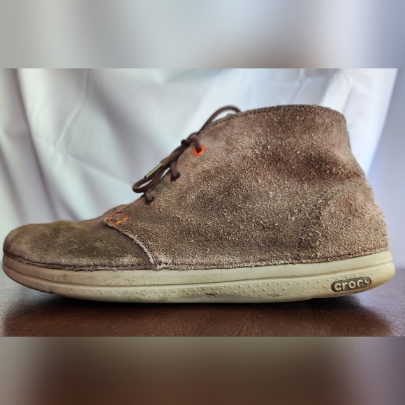 CROCS Thompson Desert Chukka Ankle Boots Men's Brown Leather Lace-up size 12 - Picture 2 of 14